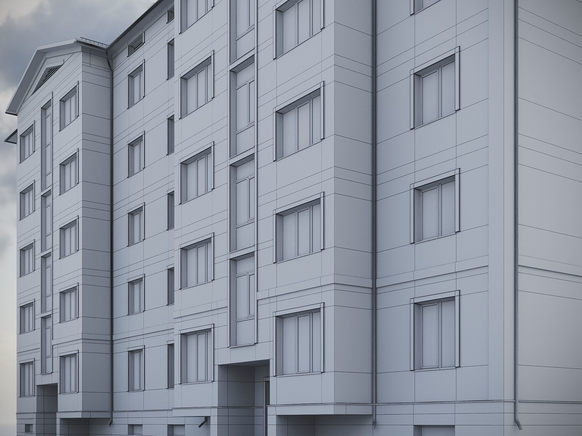 Brick Residential Building 011 3D model_16