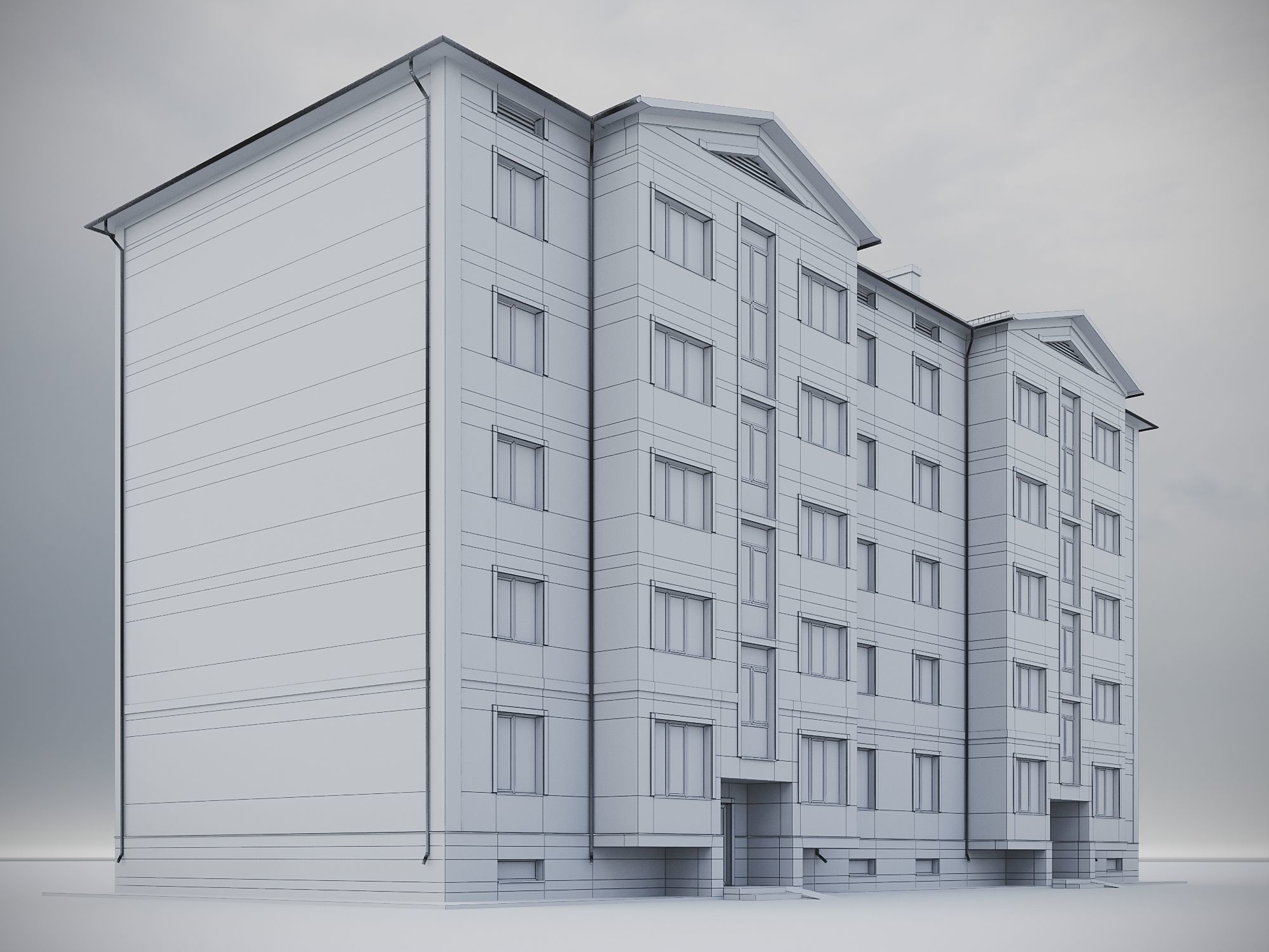 Brick Residential Building 011 3D model_15