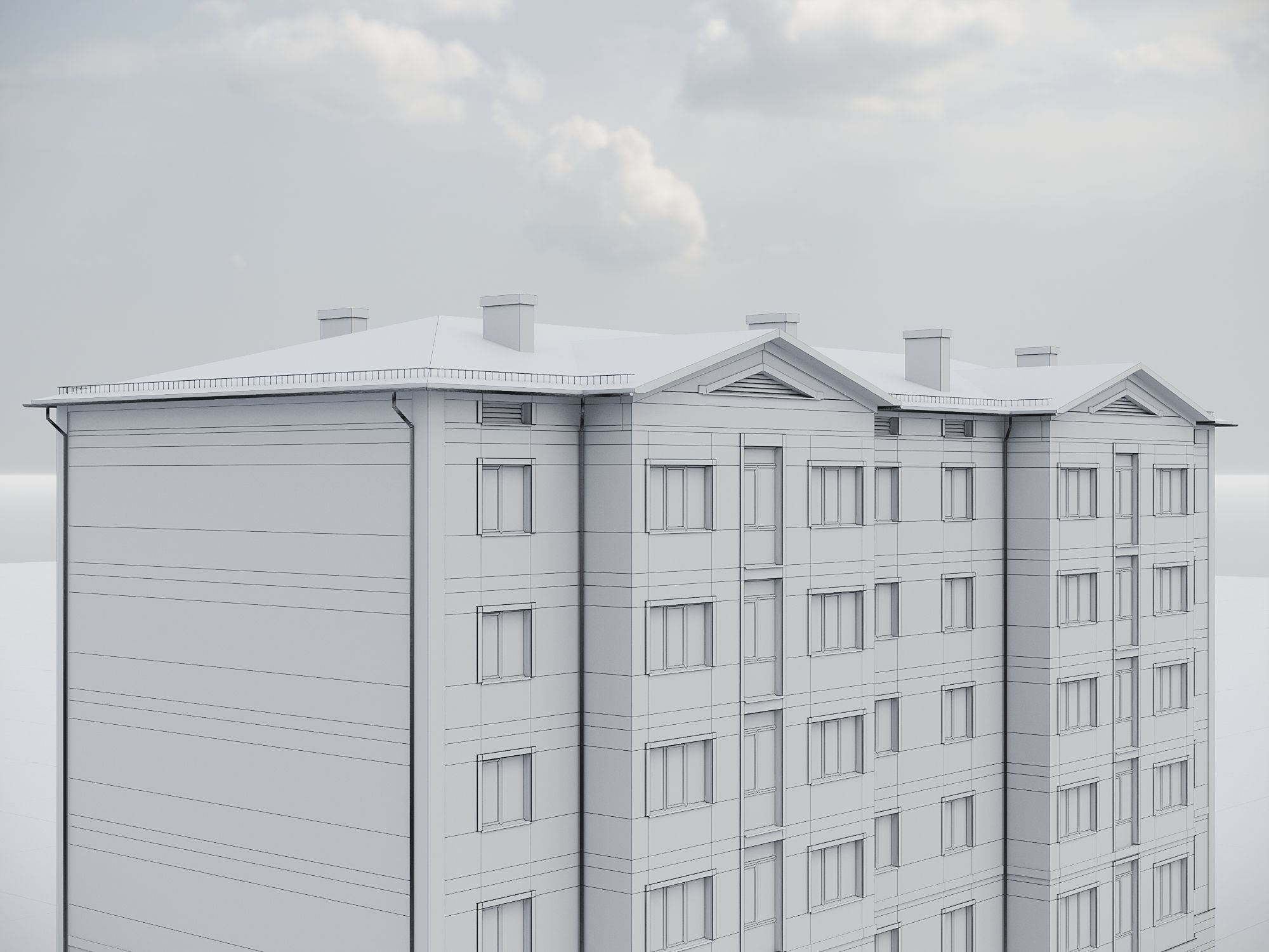 Brick Residential Building 011 3D model_14