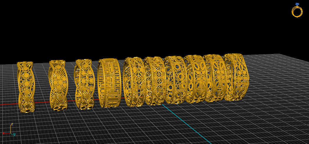 10 round mesh ring  3D print model_1