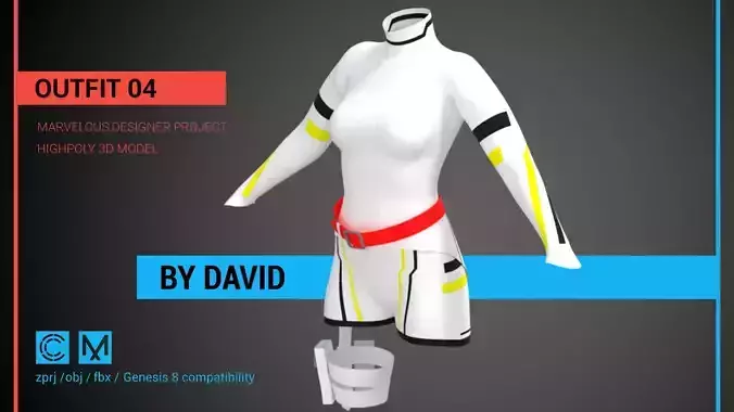 Outfit 04 - Marvelous Designer CLO project 3D model