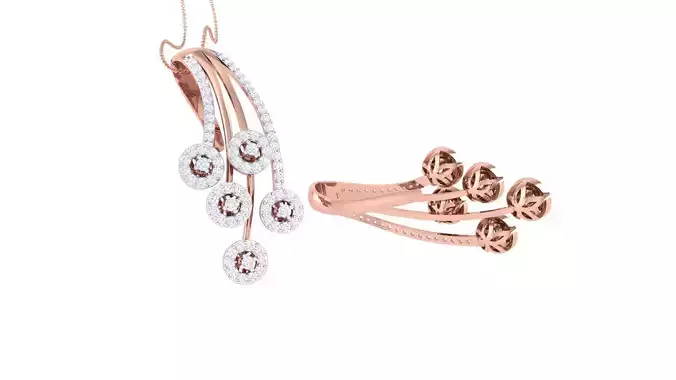 High Jewelry Pendant Earrings Set 3dm stl obj mtl gltf glb