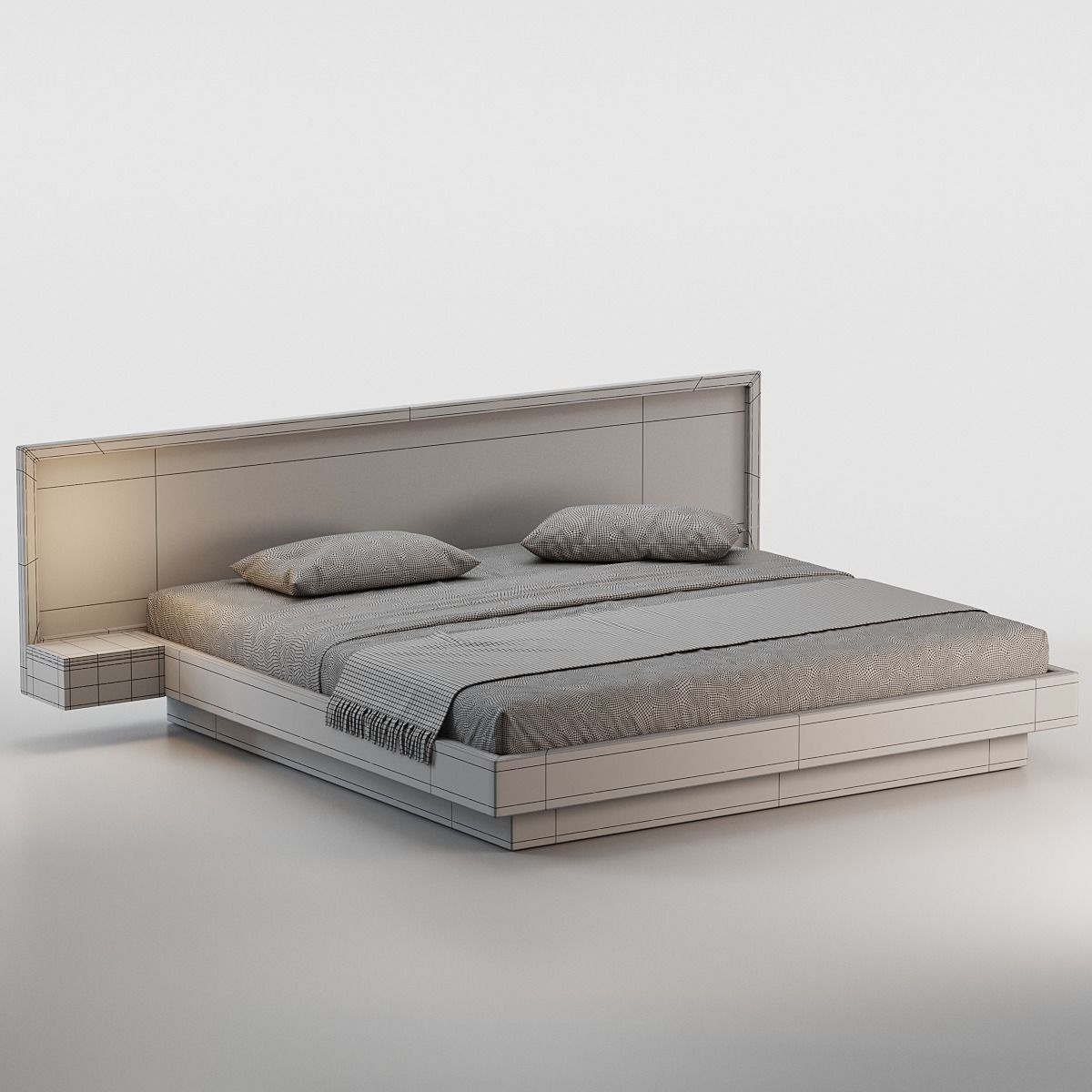 LIT AVEC TABLES DE CHEVET 3D model_3