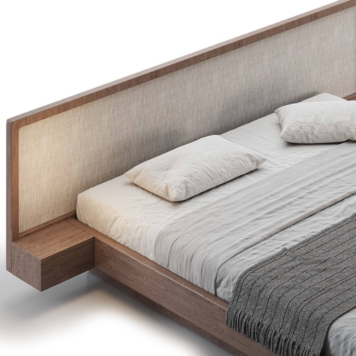 LIT AVEC TABLES DE CHEVET 3D model_2