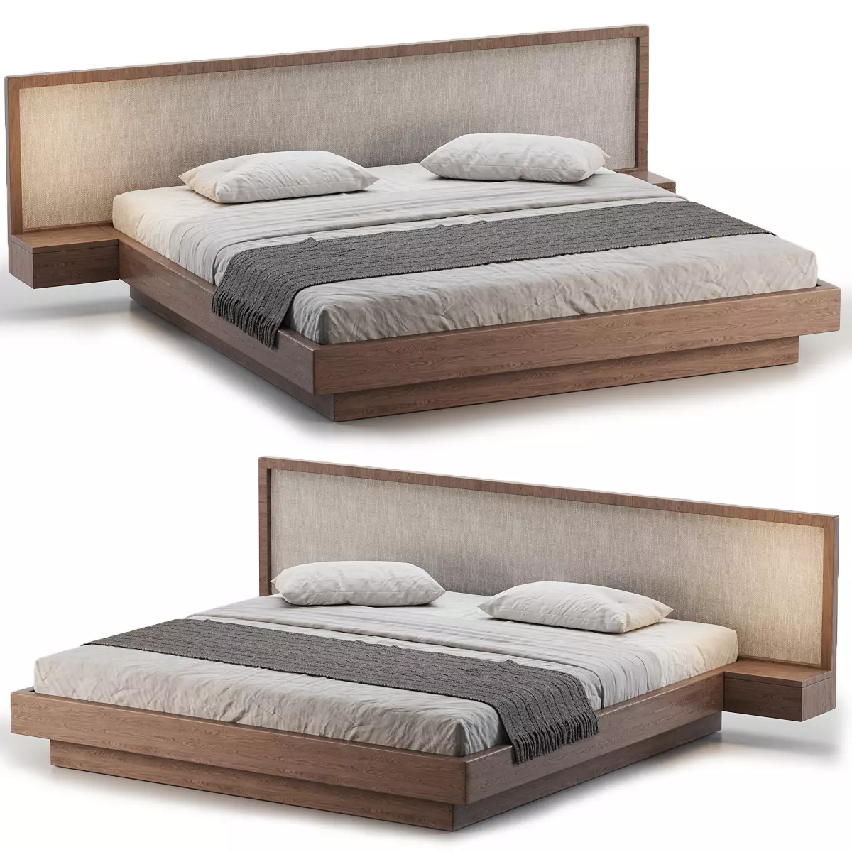 LIT AVEC TABLES DE CHEVET 3D model_0