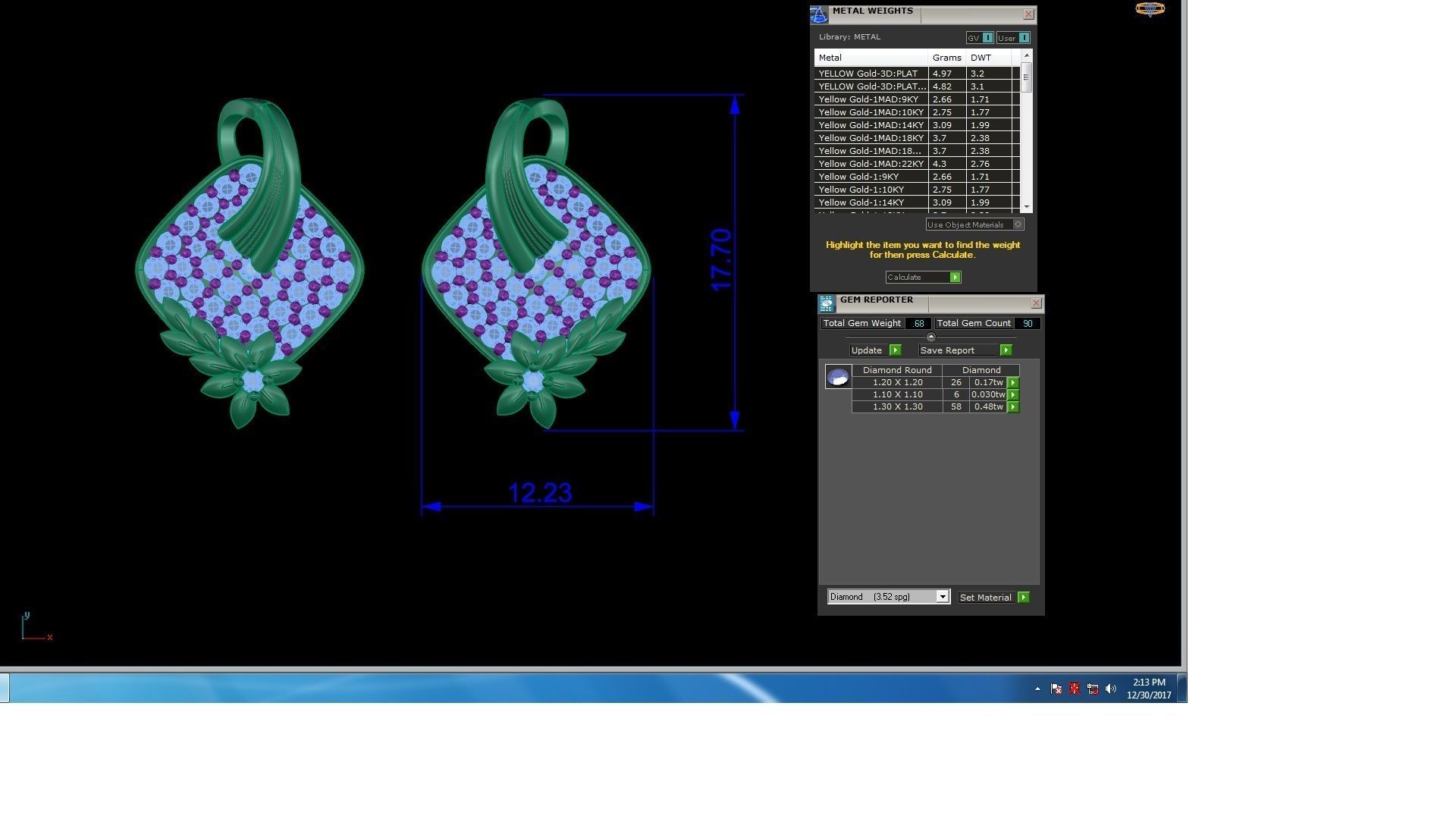 High Jewelry Pendant Earrings Set 3dm stl obj mtl gltf glb 3D print model_12