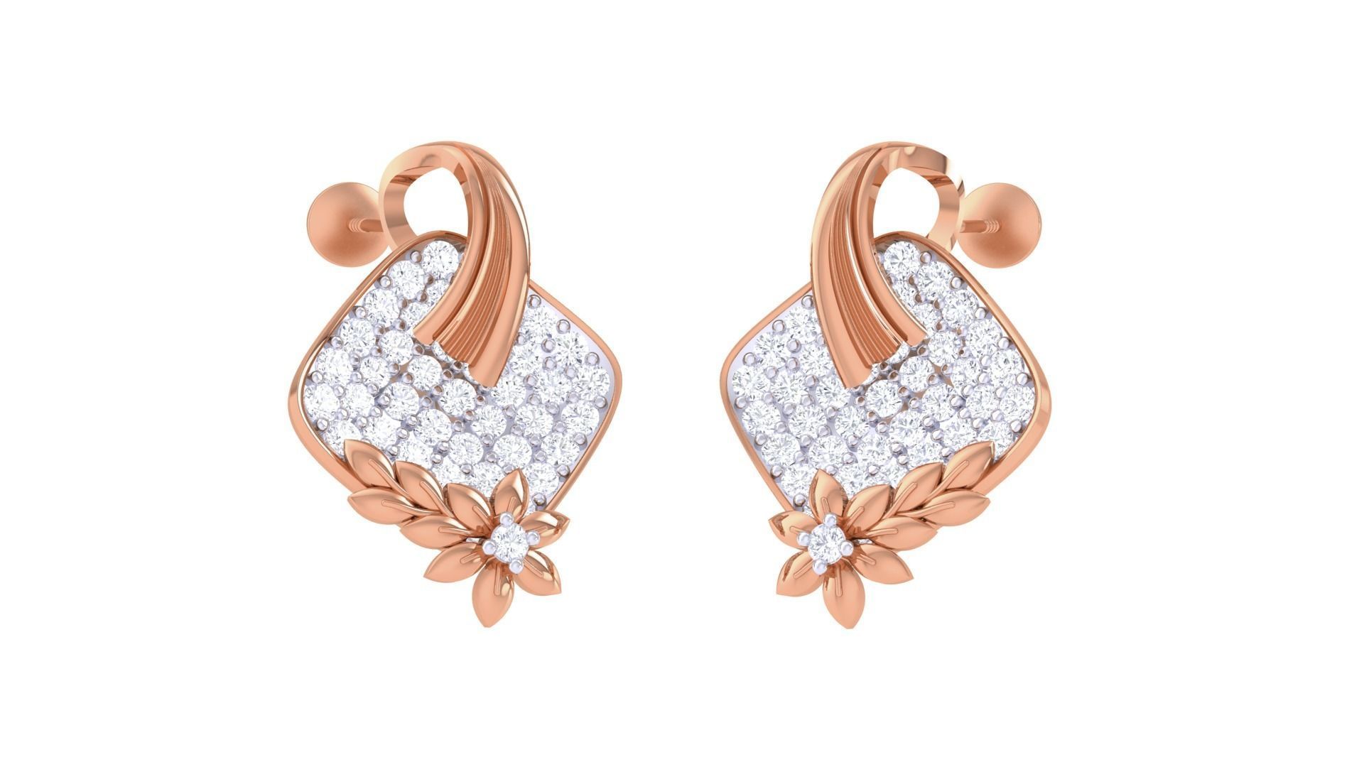 High Jewelry Pendant Earrings Set 3dm stl obj mtl gltf glb 3D print model_1