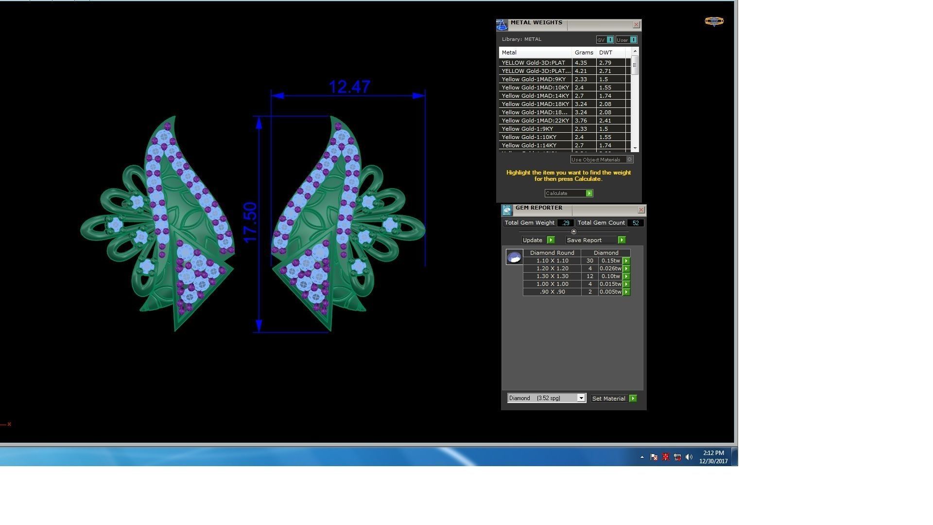 High Jewelry Pendant Earrings Set 3dm stl obj mtl gltf glb 3D print model_12