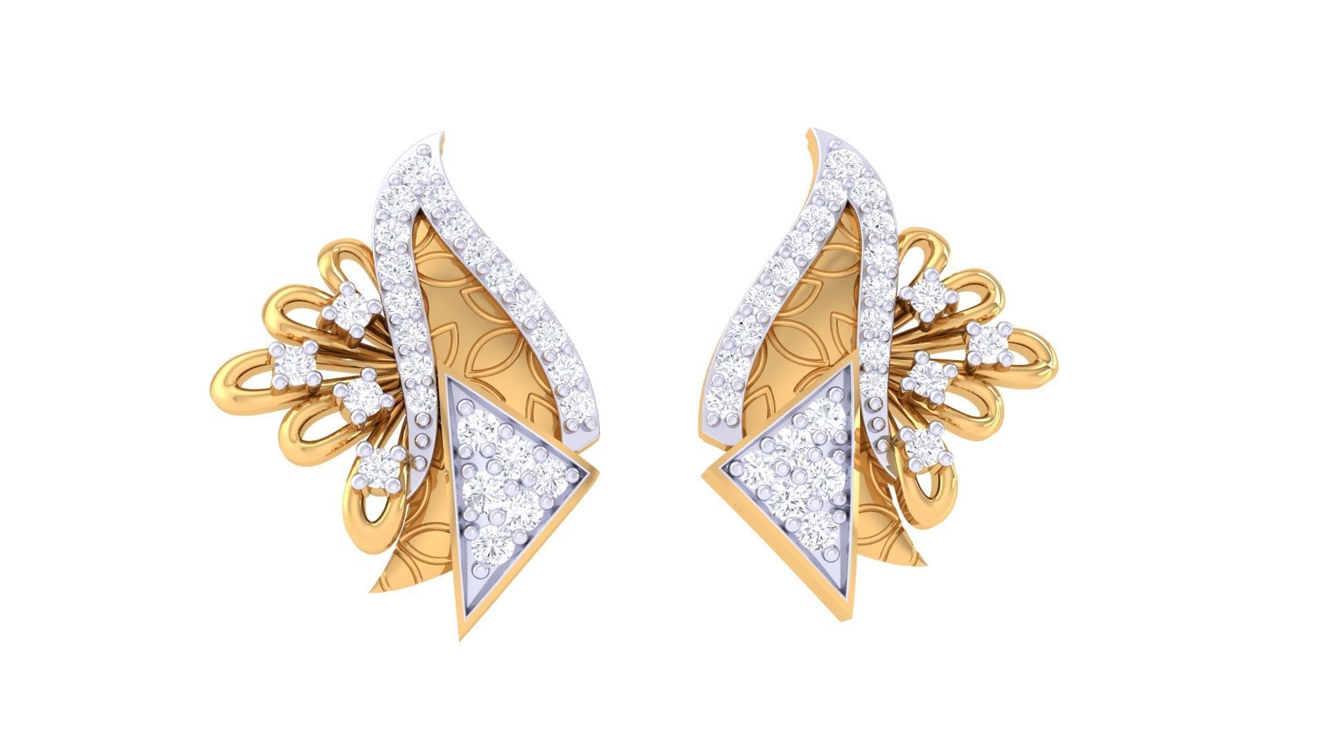 High Jewelry Pendant Earrings Set 3dm stl obj mtl gltf glb 3D print model_16