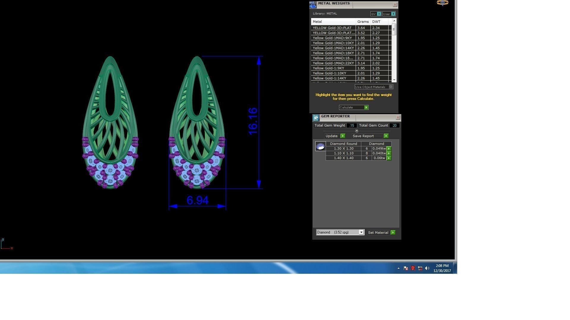 High Jewelry Pendant Earrings Set 3dm stl obj mtl gltf glb 3D print model_12