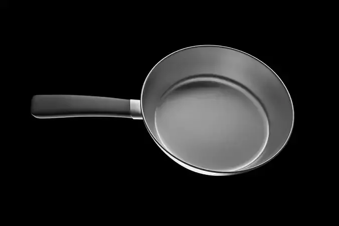 Frying pan with plastic handle 3D model