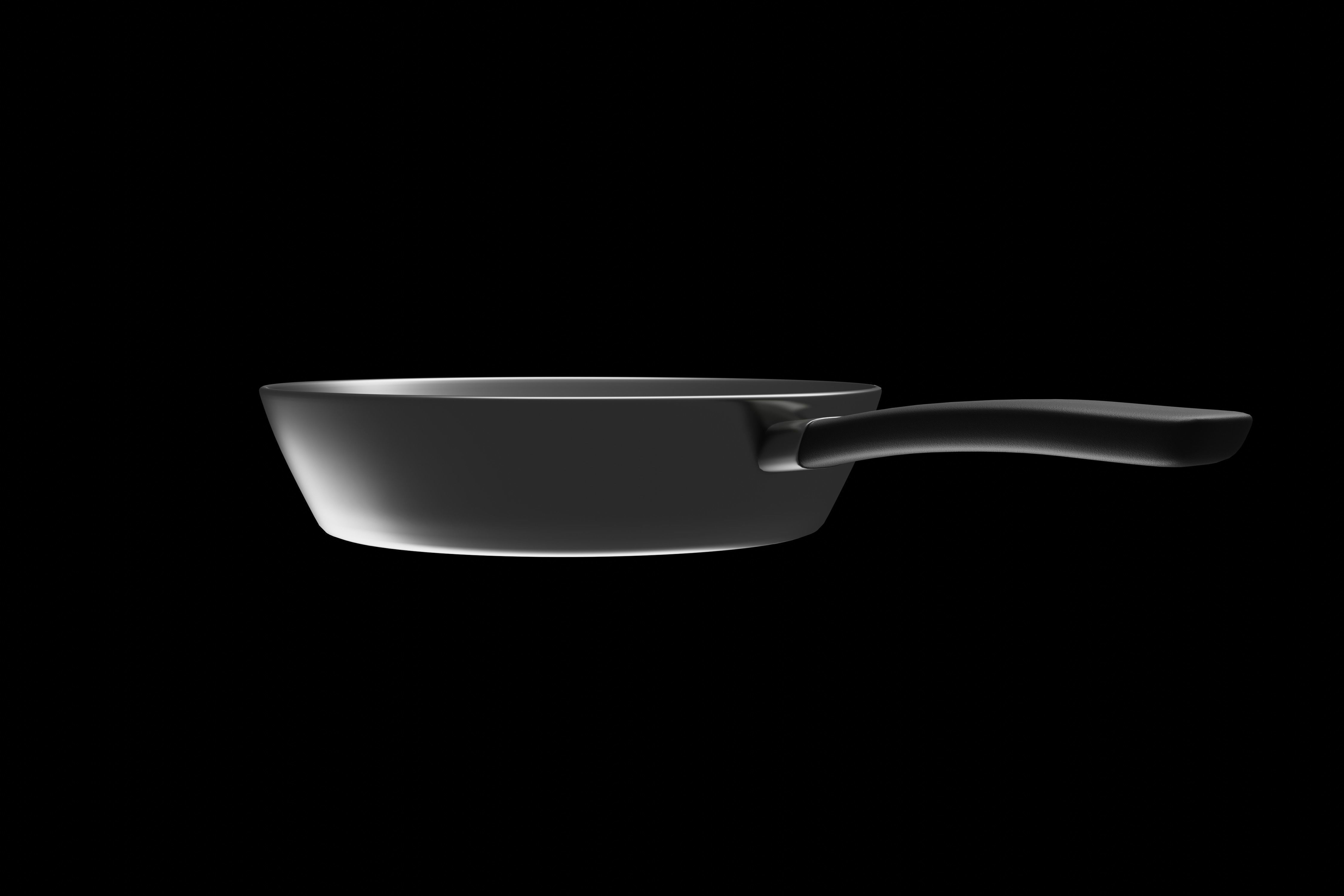 Frying pan with plastic handle 3D model_2