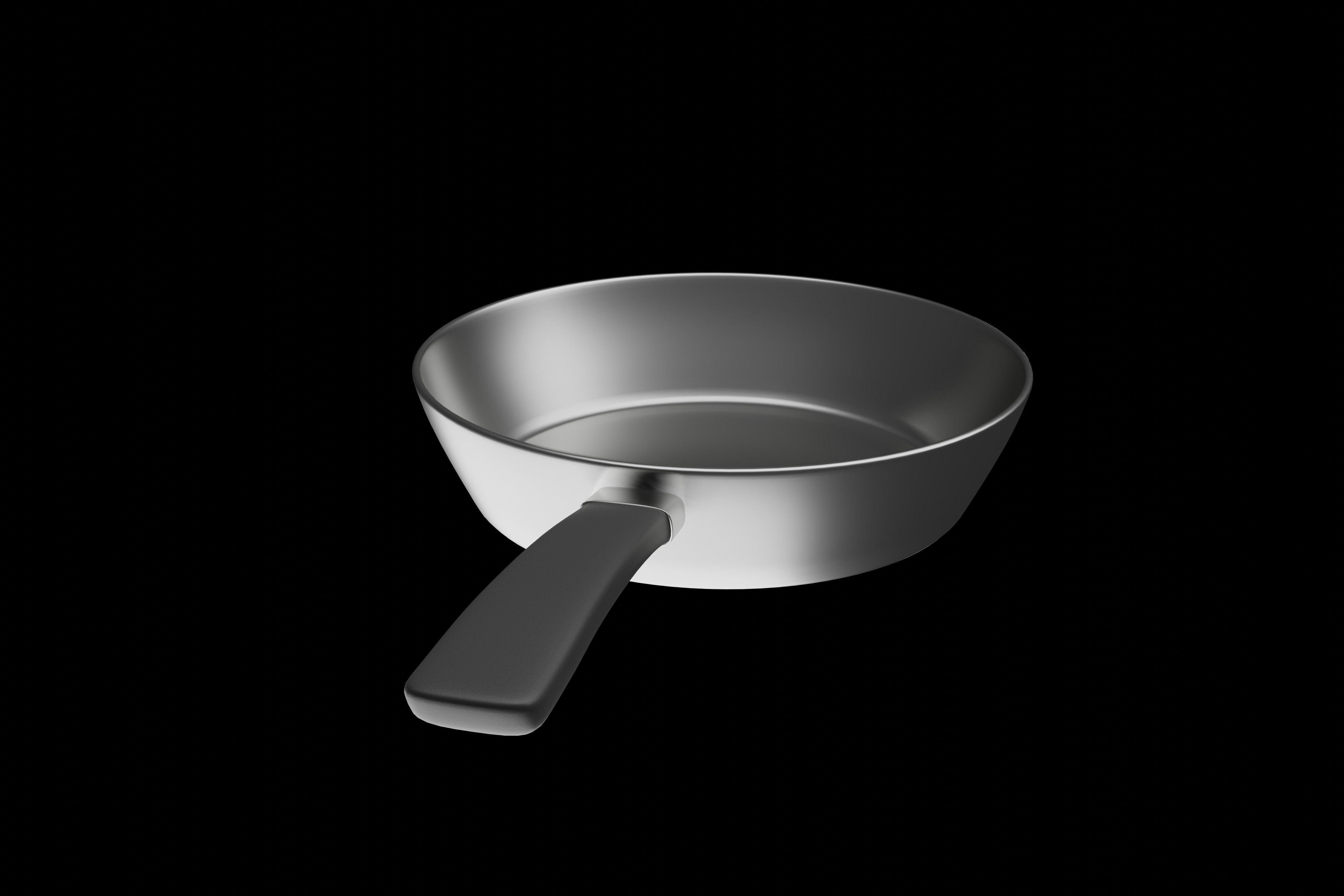 Frying pan with plastic handle 3D model_4