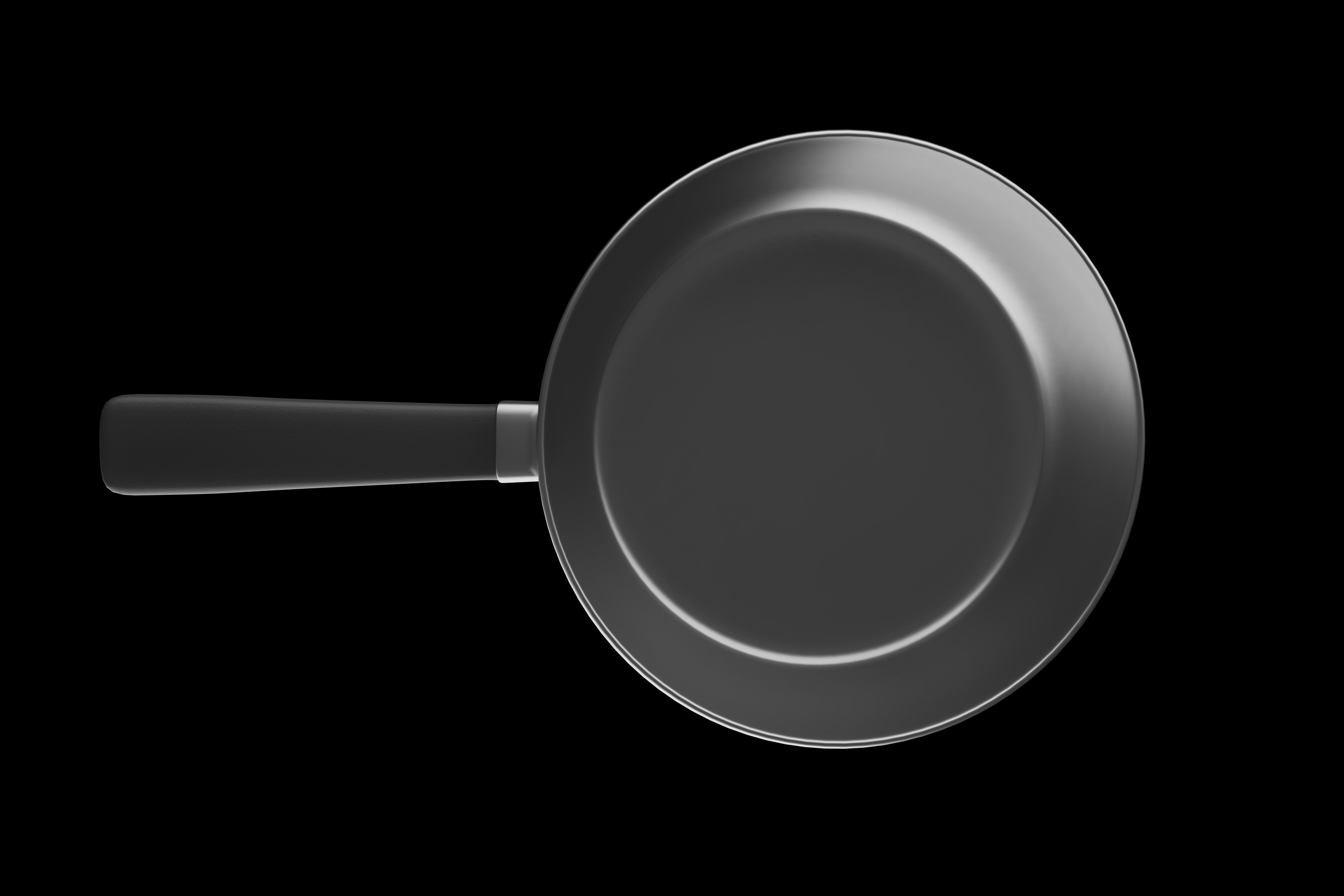 Frying pan with plastic handle 3D model_3