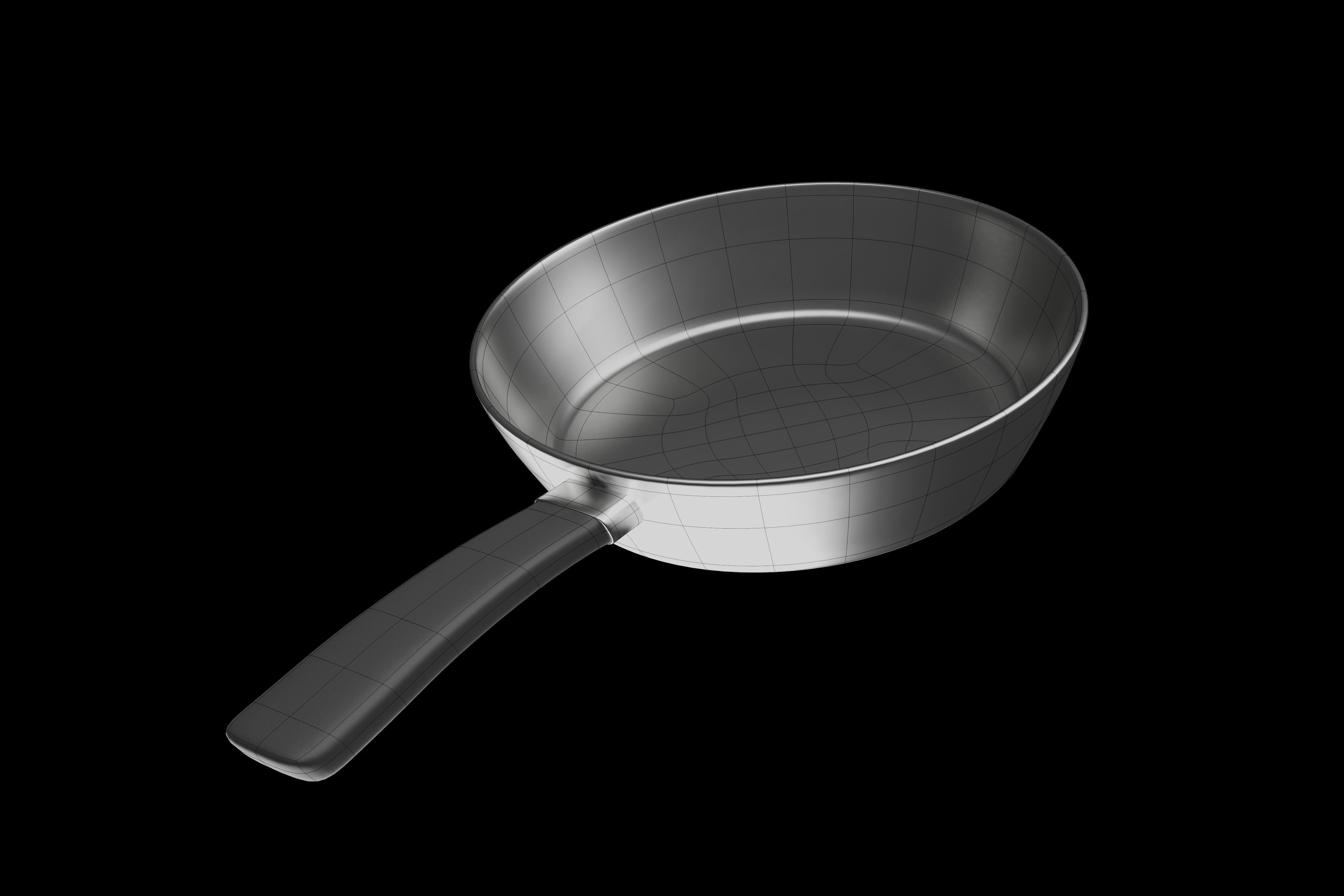 Frying pan with plastic handle 3D model_5