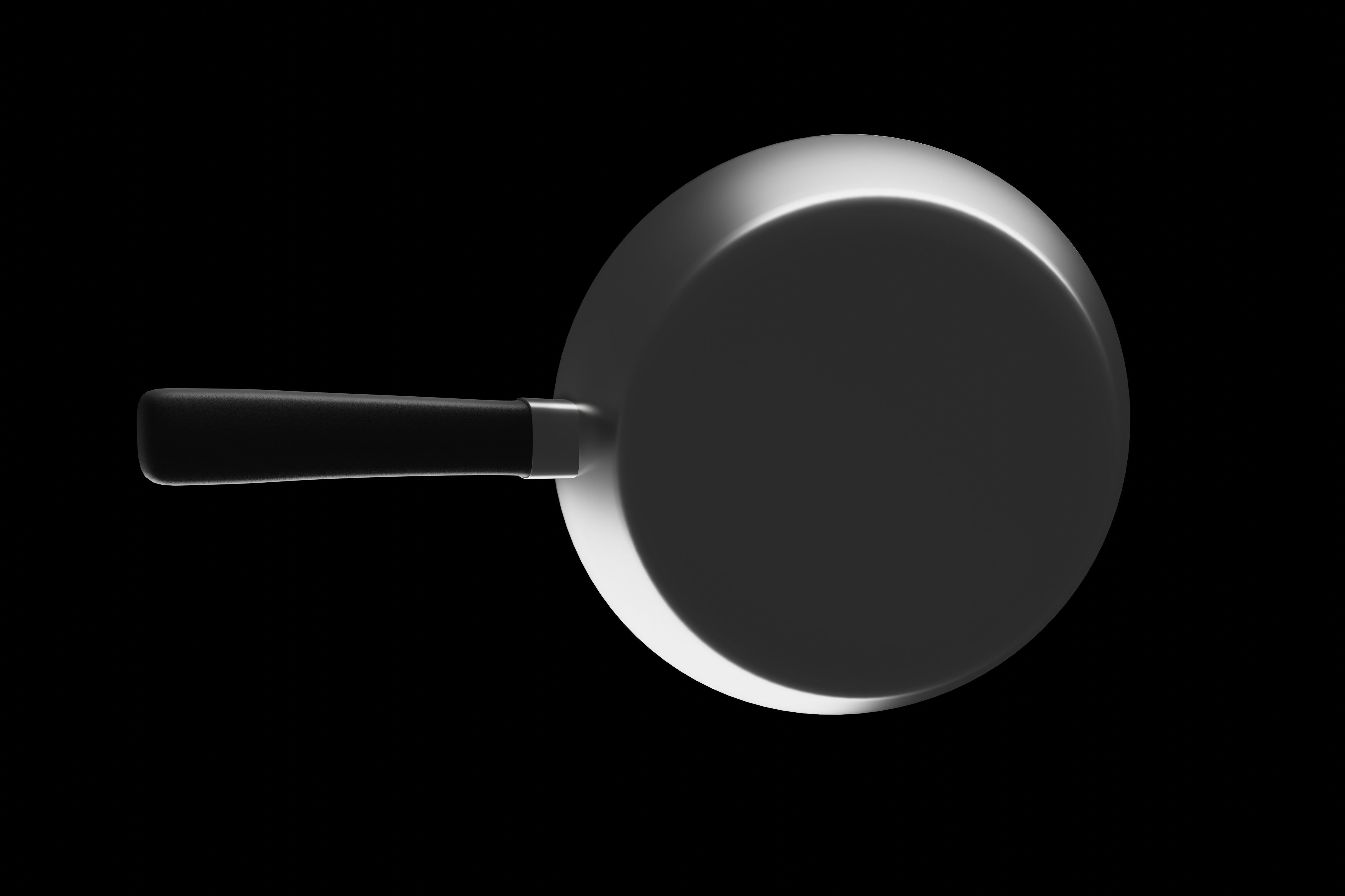Frying pan with plastic handle 3D model_1