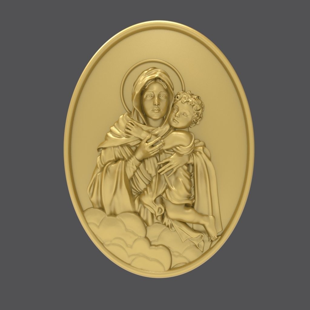  Schoenstatt Madonna bas-relief 3D print model_1