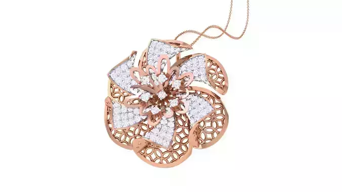 Flower Ultra Vision Wire Mesh High Jewelry Pendant Earrings Set