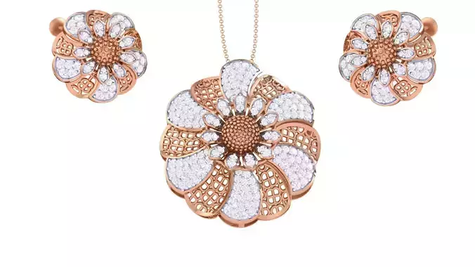 Ultra Vision Wire Mesh High Jewelry Pendant Earrings Set 3dm 