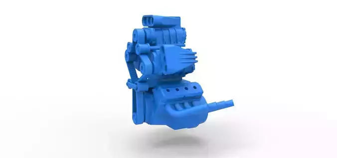 Engine V8 with triple supercharger V4 Scale 1 to 25