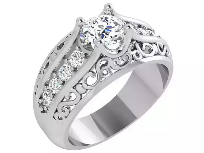 Round Diamond Engraving Ring 4332