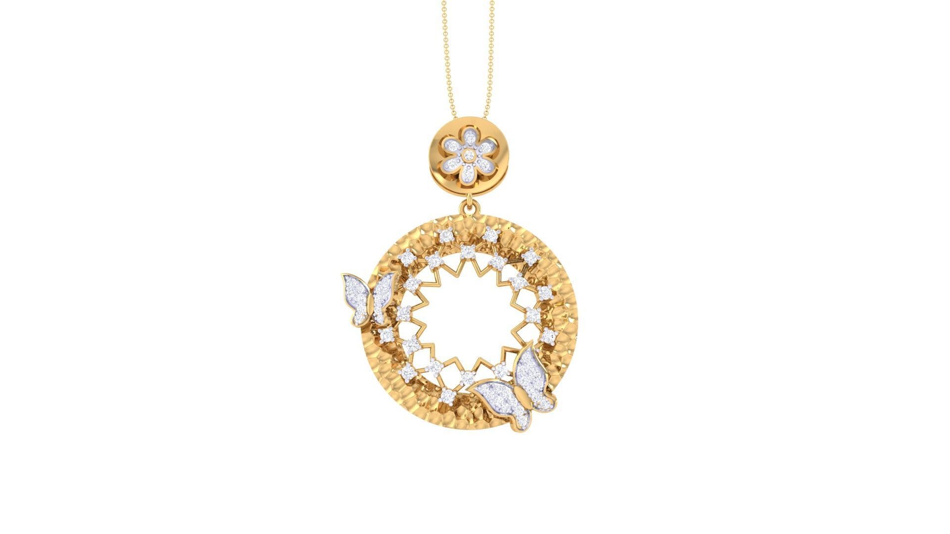 Butterfly on Flower High Jewelry Pendant Earrings Set 3dm stl 3D print model_6