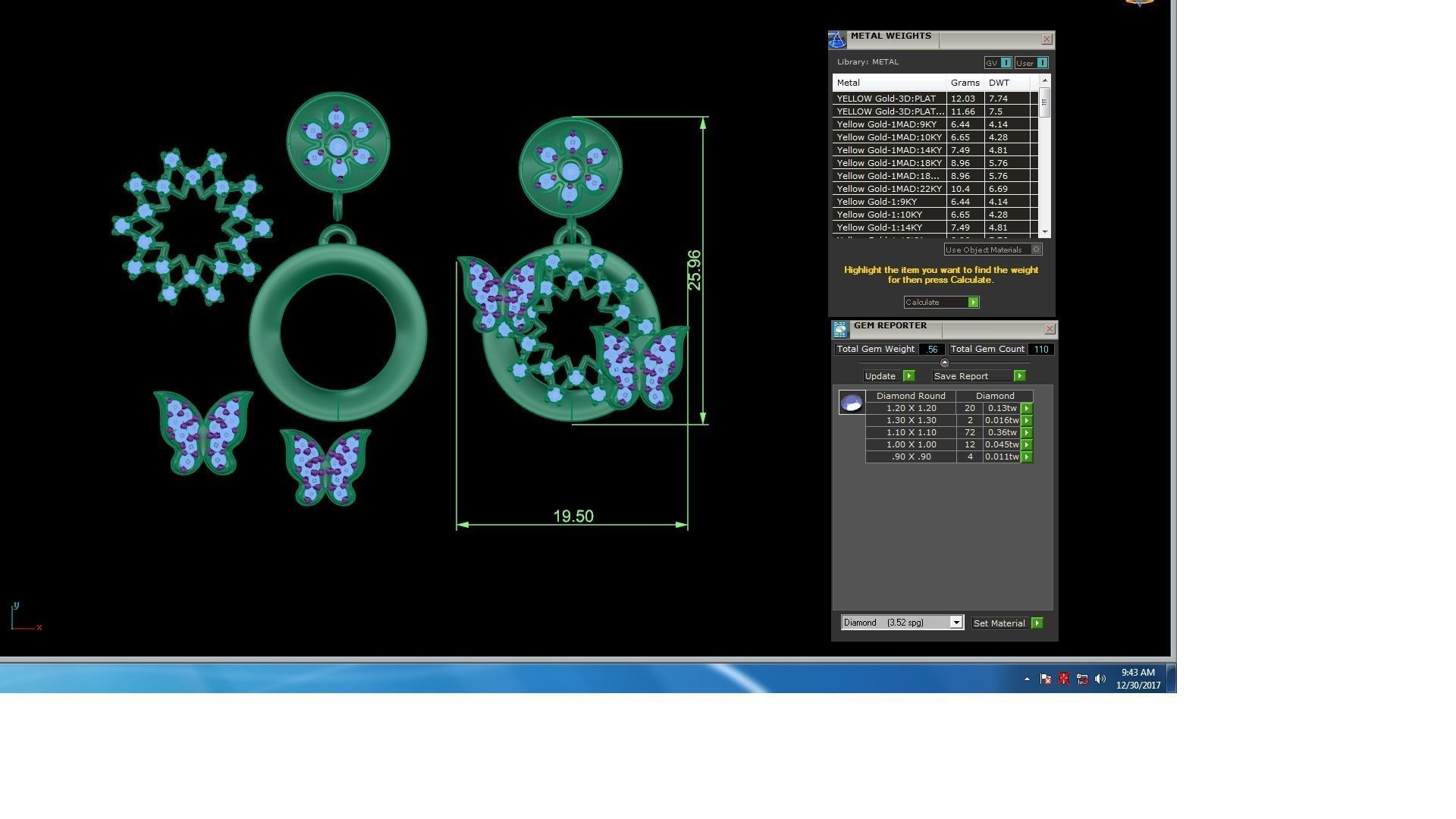 Butterfly on Flower High Jewelry Pendant Earrings Set 3dm stl 3D print model_12