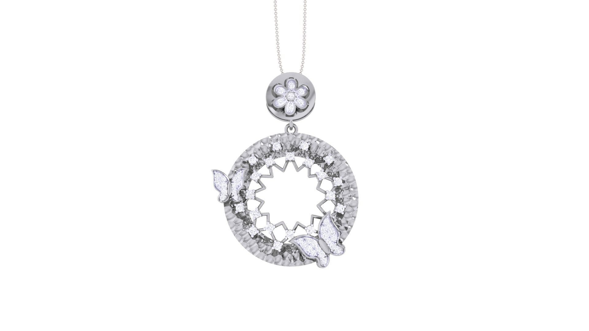 Butterfly on Flower High Jewelry Pendant Earrings Set 3dm stl 3D print model_7