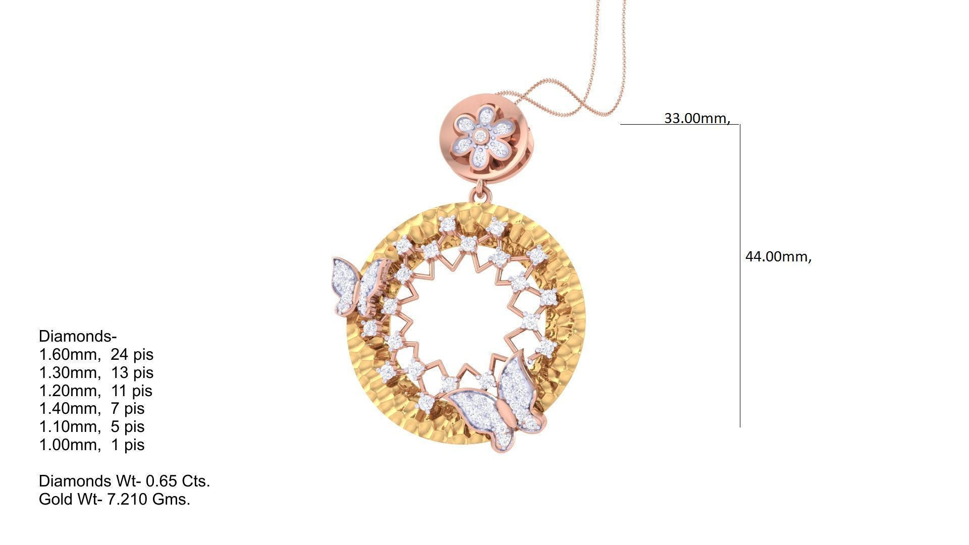 Butterfly on Flower High Jewelry Pendant Earrings Set 3dm stl 3D print model_2