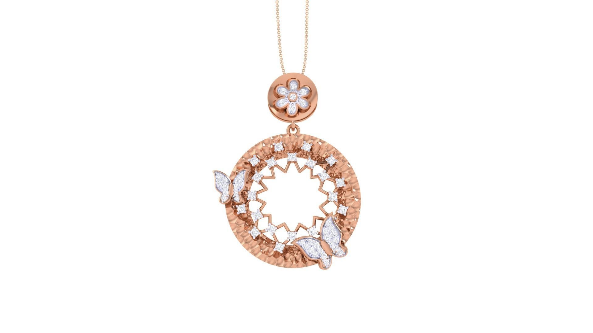 Butterfly on Flower High Jewelry Pendant Earrings Set 3dm stl 3D print model_8