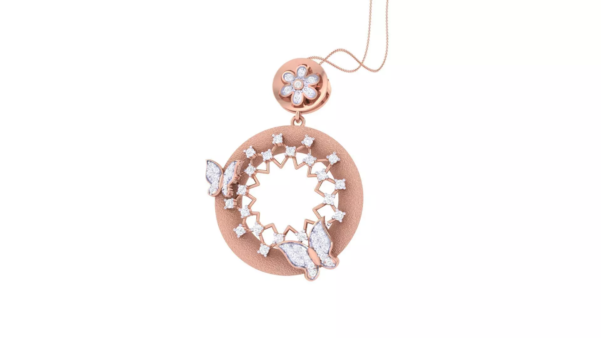 Butterfly on Flower High Jewelry Pendant Earrings Set 3dm stl 3D print model_0