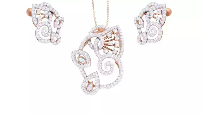 High Jewelry Pendant Earrings Set 3dm stl obj mtl gltf glb