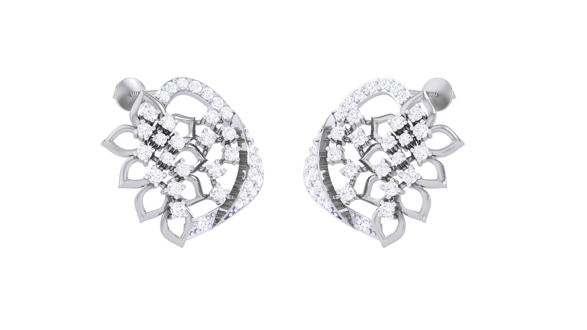 Flower High Jewelry Pendant Earrings Set 3dm stl obj mtl gltf  3D print model_15