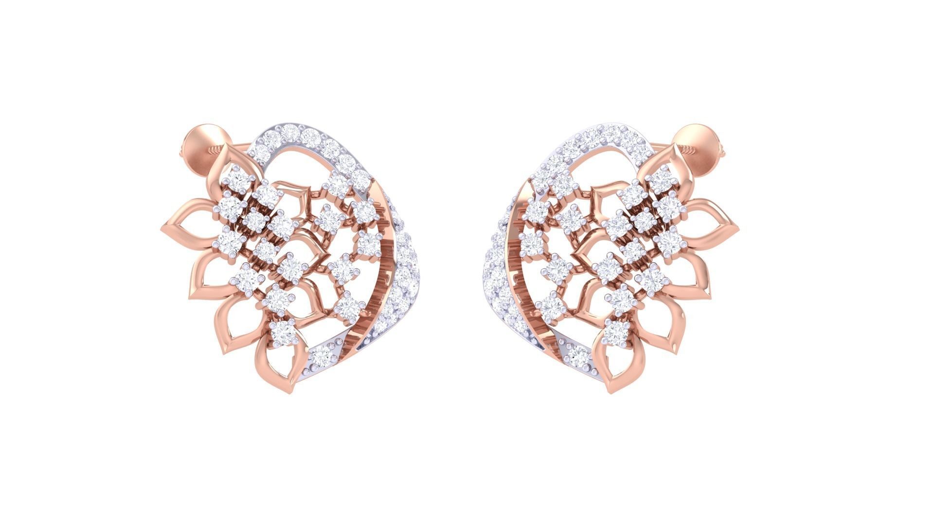 Flower High Jewelry Pendant Earrings Set 3dm stl obj mtl gltf  3D print model_1