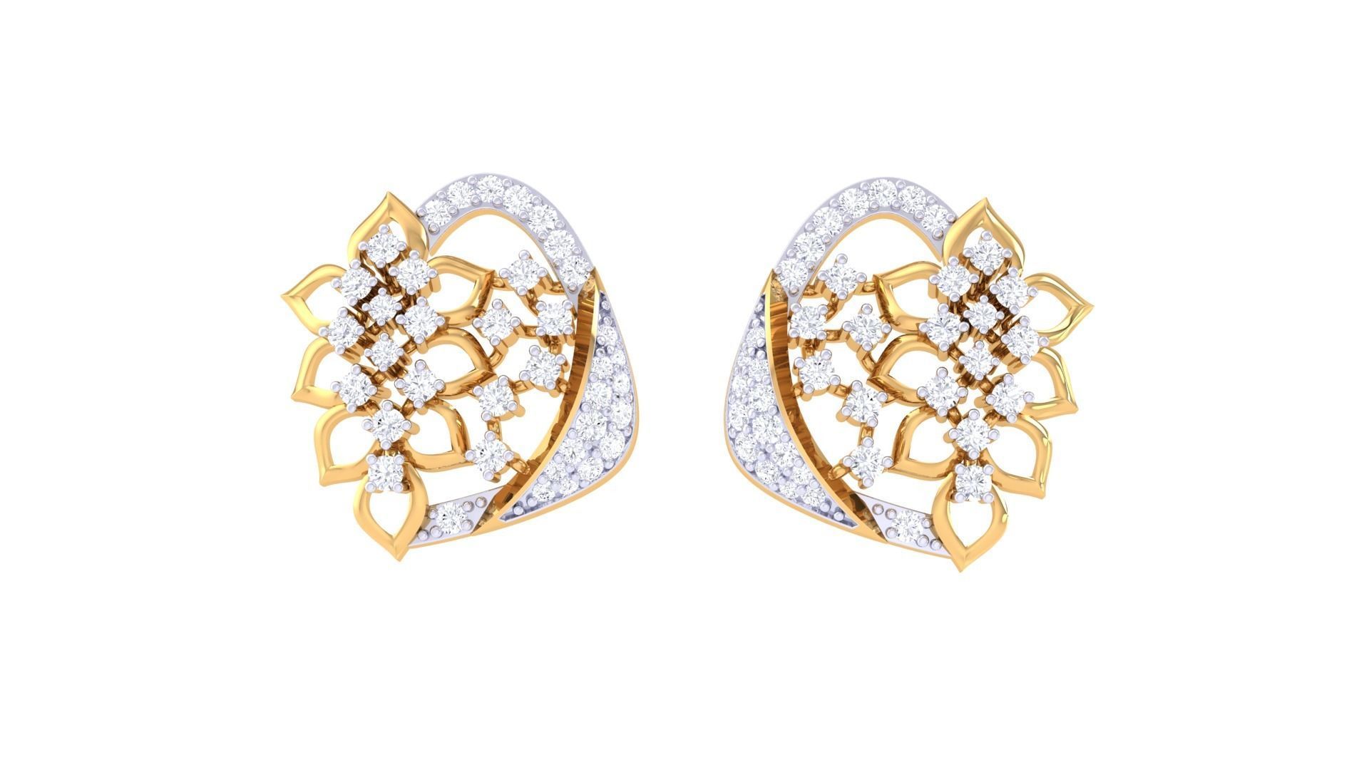 Flower High Jewelry Pendant Earrings Set 3dm stl obj mtl gltf  3D print model_16