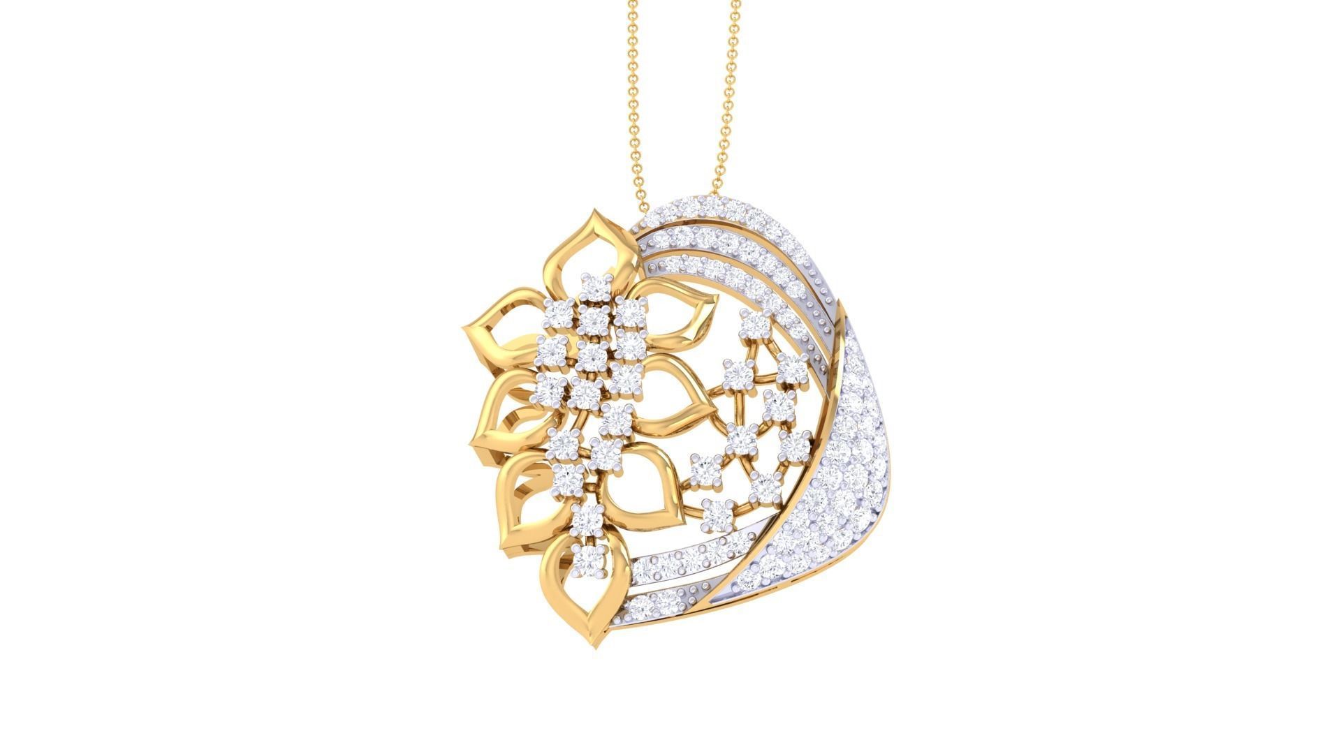 Flower High Jewelry Pendant Earrings Set 3dm stl obj mtl gltf  3D print model_8