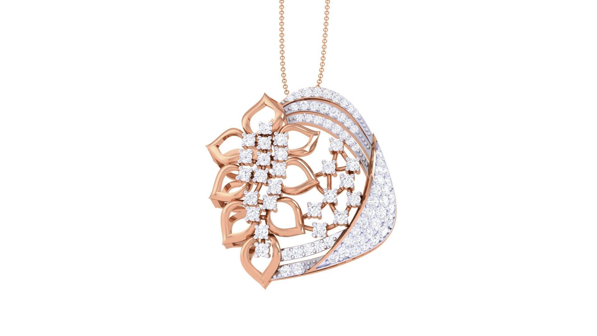 Flower High Jewelry Pendant Earrings Set 3dm stl obj mtl gltf  3D print model_7