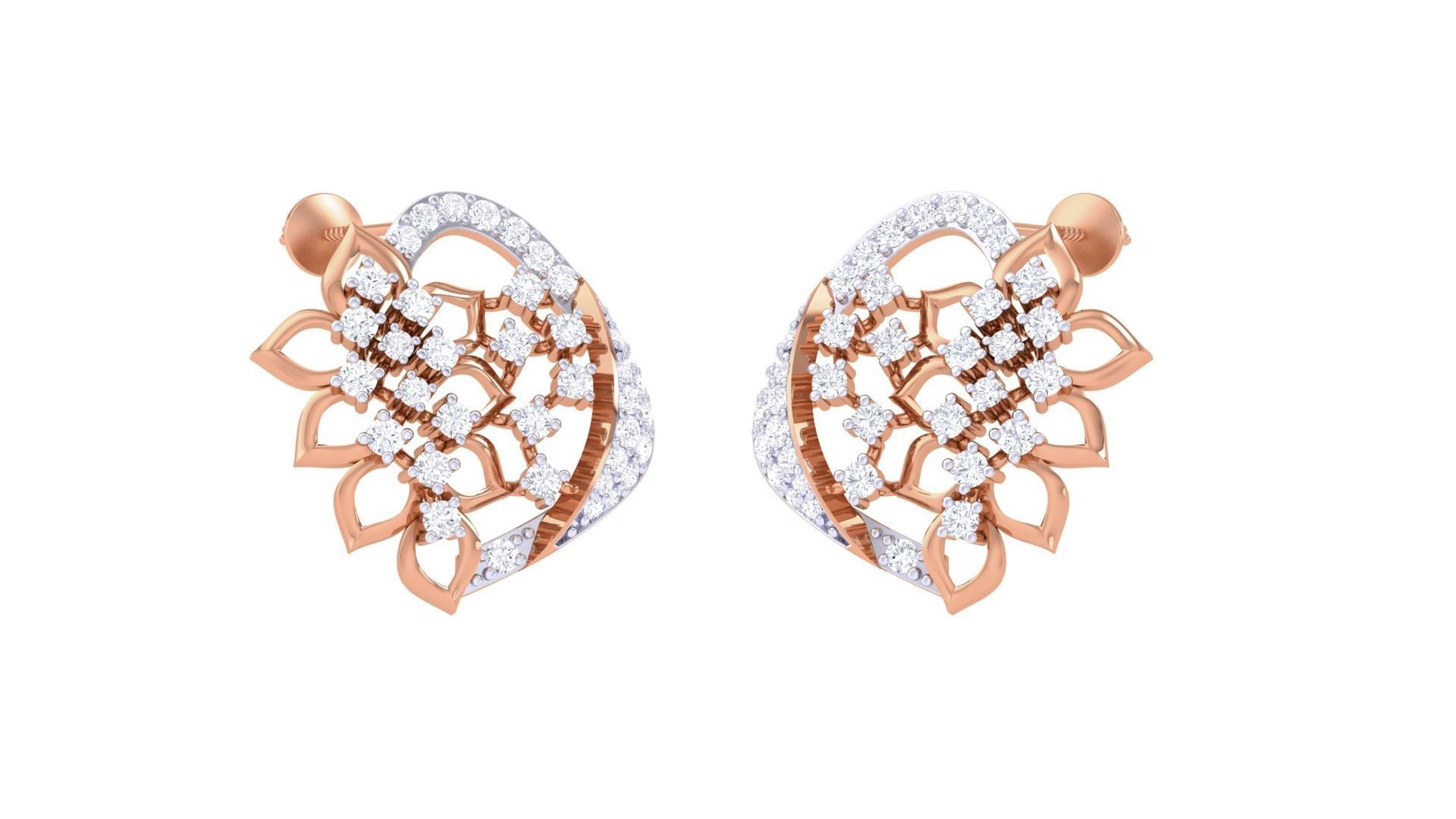 Flower High Jewelry Pendant Earrings Set 3dm stl obj mtl gltf  3D print model_14