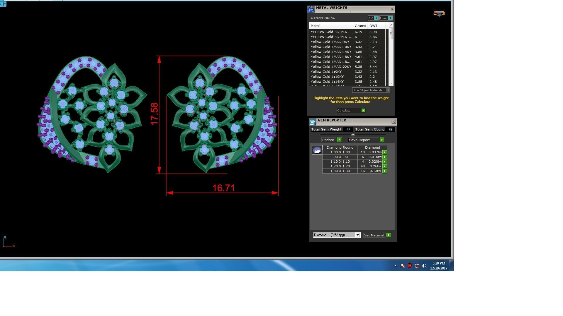 Flower High Jewelry Pendant Earrings Set 3dm stl obj mtl gltf  3D print model_12