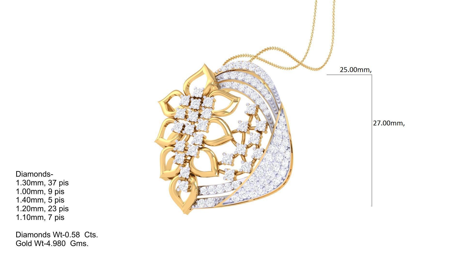 Flower High Jewelry Pendant Earrings Set 3dm stl obj mtl gltf  3D print model_2