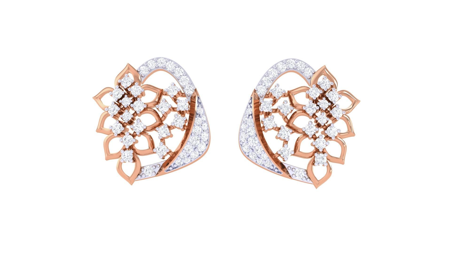 Flower High Jewelry Pendant Earrings Set 3dm stl obj mtl gltf  3D print model_18