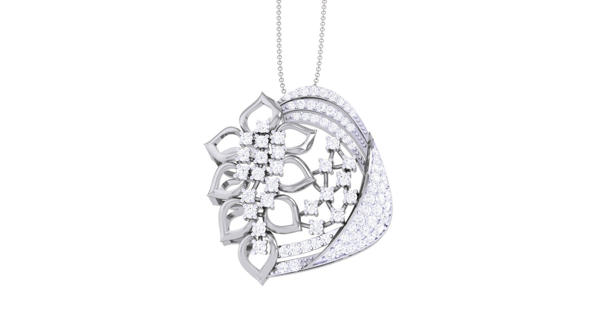 Flower High Jewelry Pendant Earrings Set 3dm stl obj mtl gltf  3D print model_6