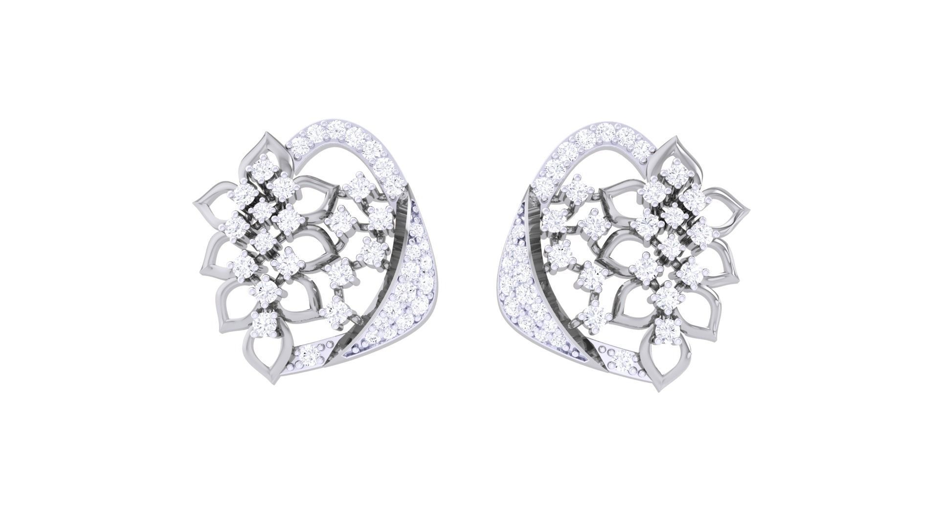 Flower High Jewelry Pendant Earrings Set 3dm stl obj mtl gltf  3D print model_17