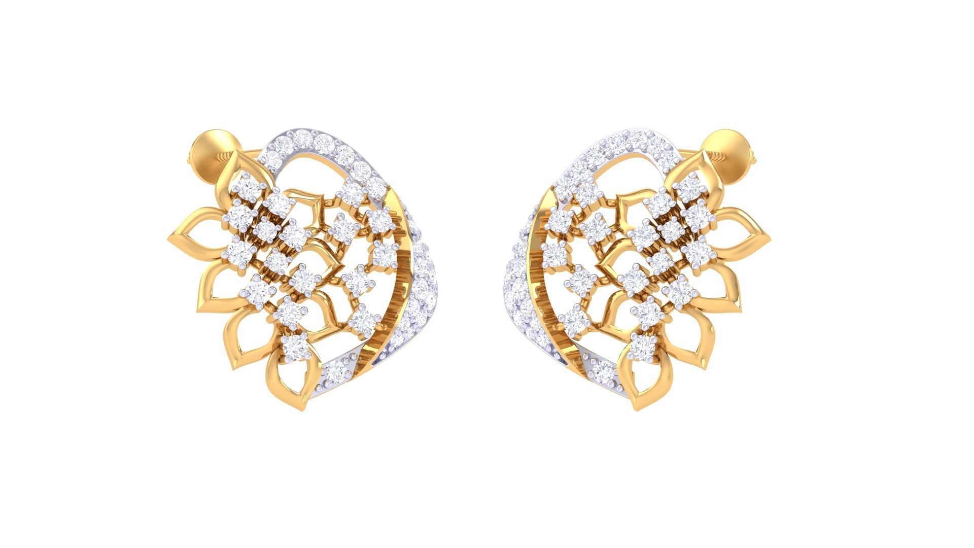 Flower High Jewelry Pendant Earrings Set 3dm stl obj mtl gltf  3D print model_13