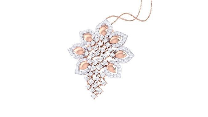 Flower High Jewelry Pendant Earrings Set 3dm stl obj mtl gltf 3D print model