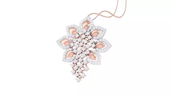 Flower High Jewelry Pendant Earrings Set 3dm stl obj mtl gltf