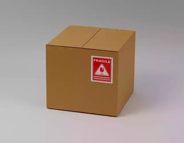 Cardboard box Fragile 3D model Rigged