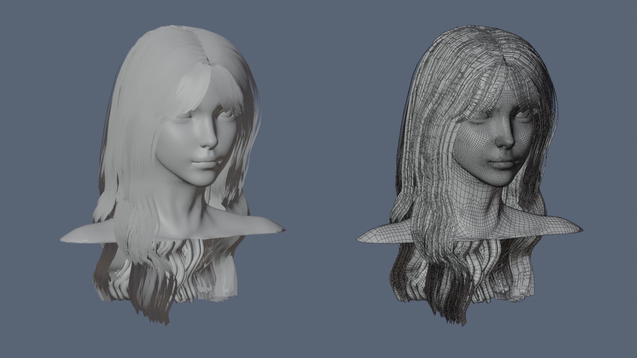 Free Female Hairstyle Free low-poly 3D model_2