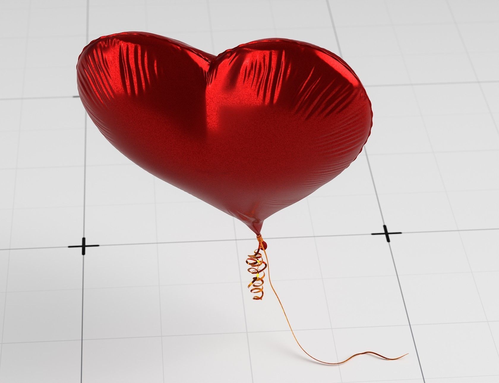 Heart Shaped Helium Balloon 3D model_3