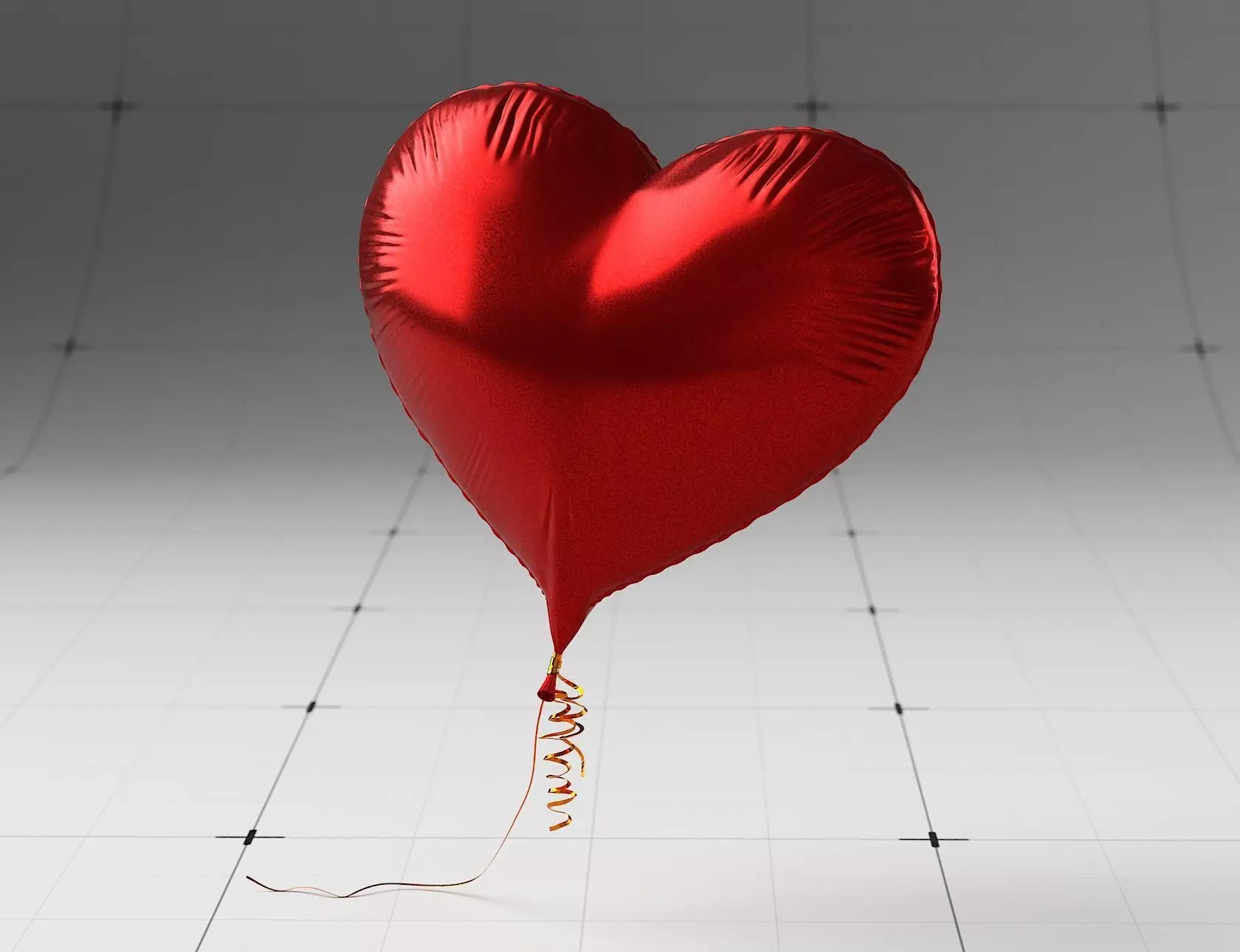Heart Shaped Helium Balloon 3D model_0